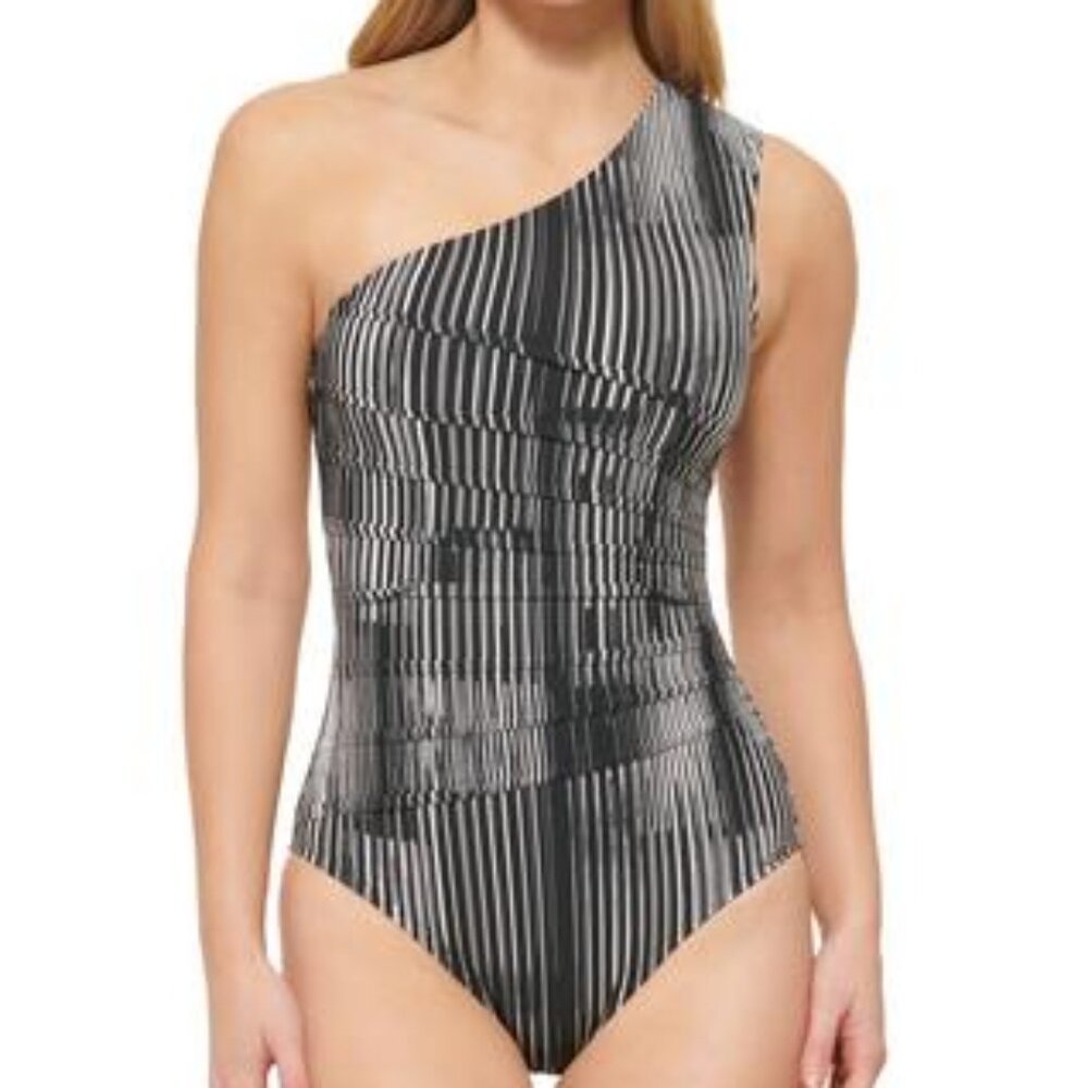 Calvin Klein One-Shoulder Starburst One-Piece Swimsuit - Picture 11 of 11